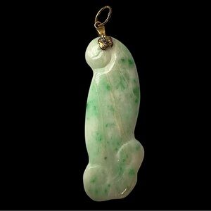 Vintage Asian Carved Jade Double Sided Reversible Pendant